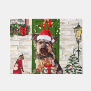 Yorkie Dog Christmas Doormat