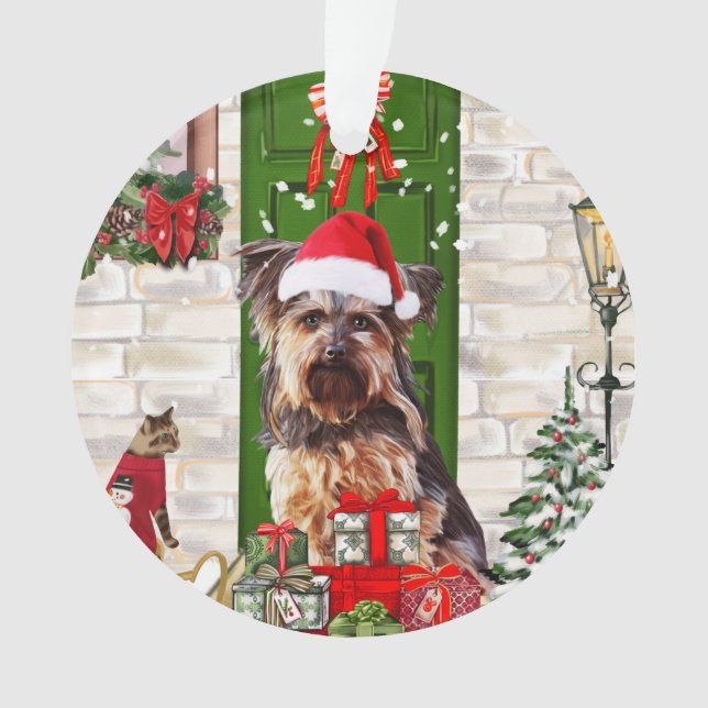 Yorkie Dog Christmas   Ornament (Front)