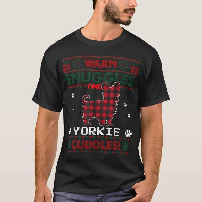 Yorkie Dog Christmas Pajama Ugly Christmas Sweater (Front)