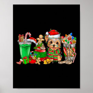 Yorkie Dog Christmas Pyjamas Coffee Latte Mugs Xma Poster