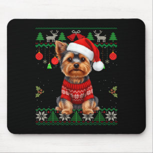 Yorkie Dog Christmas Wearing Ugly Christmas Sweate Mouse Mat