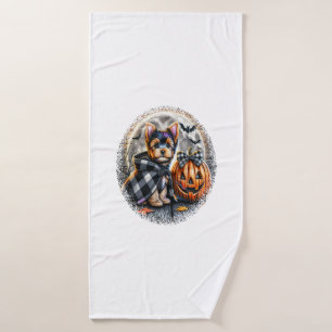 Yorkie Dog Halloween Bath Towel