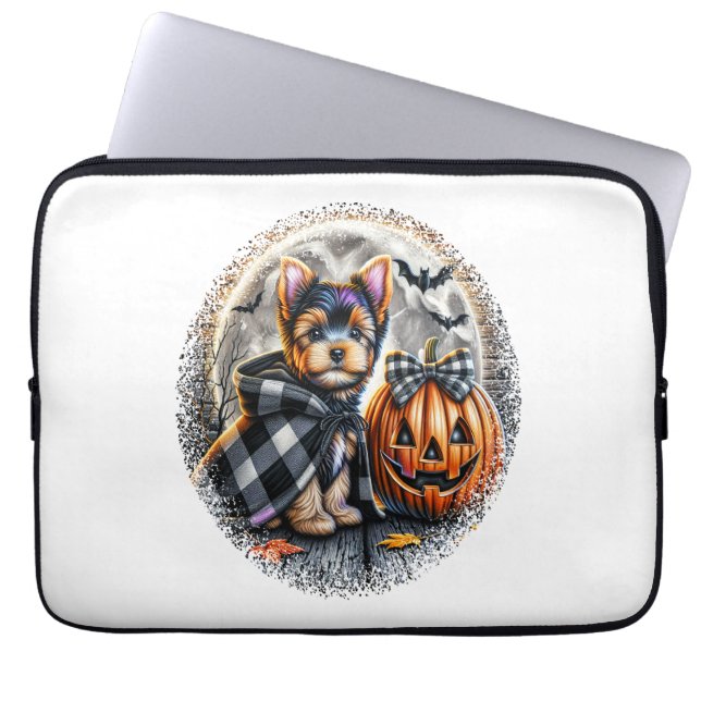 Yorkie Dog Halloween Laptop Sleeve (Front)