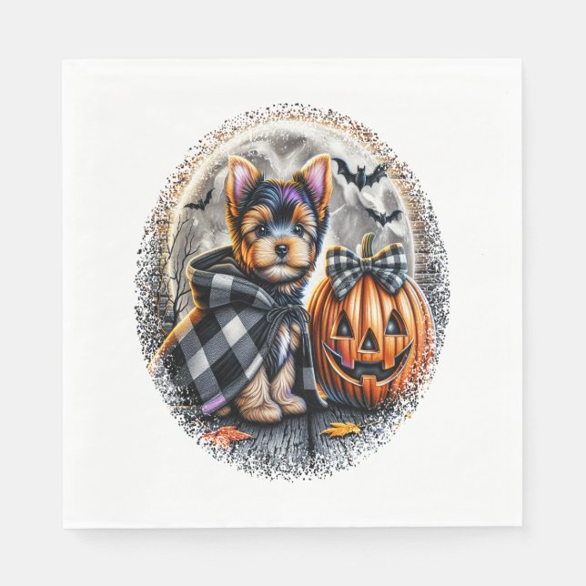 Yorkie Dog Halloween Napkin (Front)