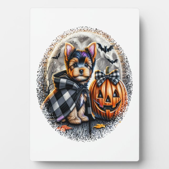 Yorkie Dog Halloween Plaque (Front)