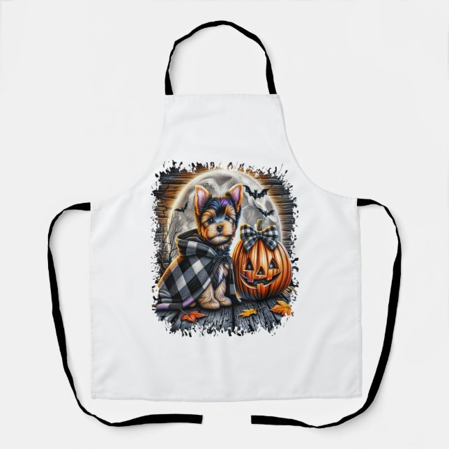 Yorkie Dog Halloween Square Apron (Front)