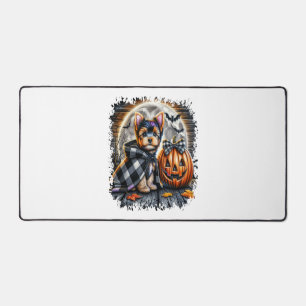 Yorkie Dog Halloween Square Desk Mat