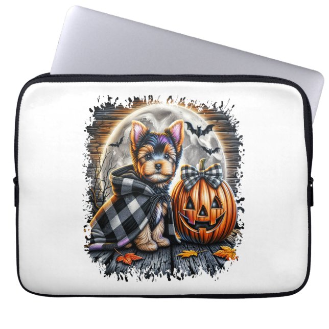 Yorkie Dog Halloween Square Laptop Sleeve (Front)