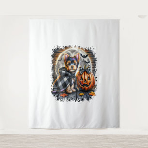 Yorkie Dog Halloween Square Tapestry