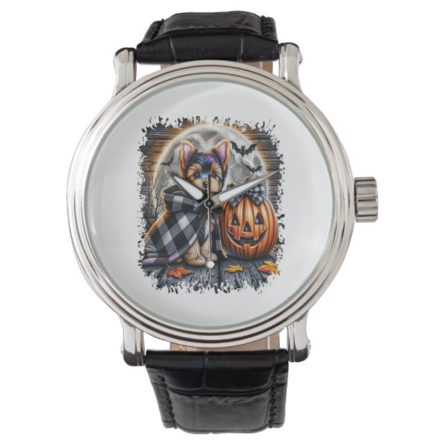 Yorkie Dog Halloween Square Watch (Front)