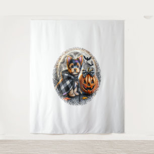 Yorkie Dog Halloween Tapestry