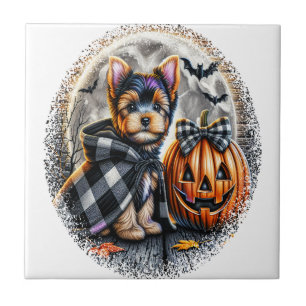 Yorkie Dog Halloween Tile