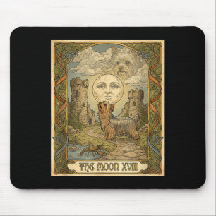 Yorkie dog howling to the moon meme tarot card mouse mat