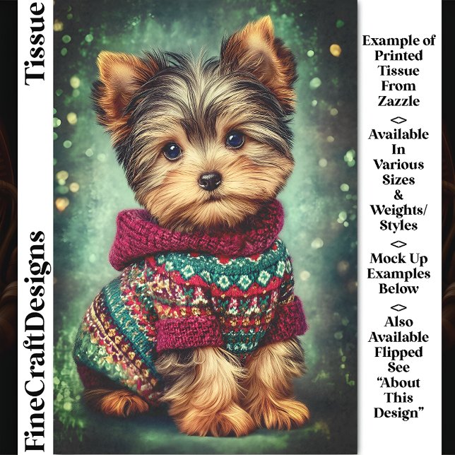Yorkie Dog In Christmas Sweater DS2LF Decoupage Tissue Paper (Creator Uploaded)