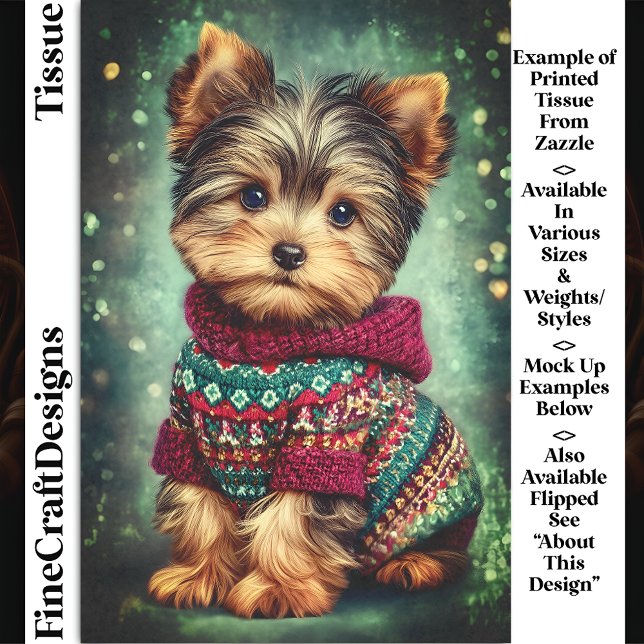 Yorkie Dog In Christmas Sweater DS2LR Decoupage Tissue Paper (Creator Uploaded)