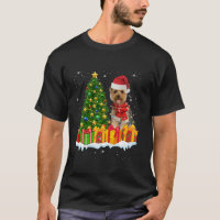 Yorkie Dog Lighting Xmas Tree Santa Hat Yorkie Chr