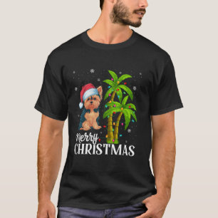 Yorkie Dog Lovers Men Women Christmas Tree Lights  T-Shirt