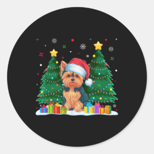 Yorkie Dog Lovers Santa Hat Ugly Christmas Sweater Classic Round Sticker