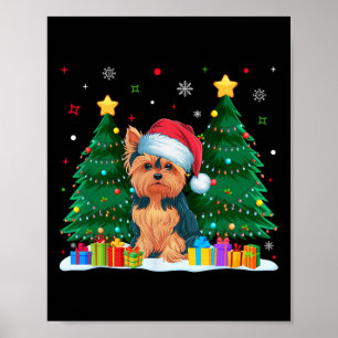 Yorkie Dog Lovers Santa Hat Ugly Christmas Sweater Poster