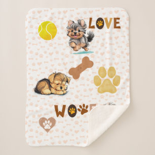  Yorkie Dog Lovers Sherpa Blanket
