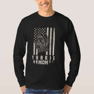 Yorkie Dog Mum American Flag Gifts for Women Mama T-Shirt