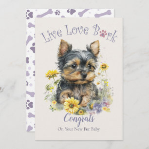 Yorkie Dog Mum Floral Adoption Card