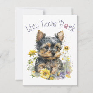 Yorkie Dog Mum Floral Card