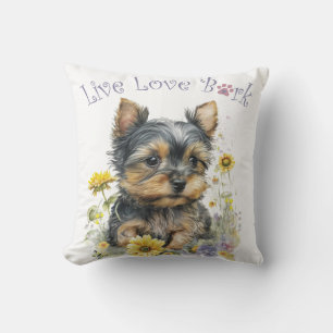 Yorkie Dog Mum Floral Cushion