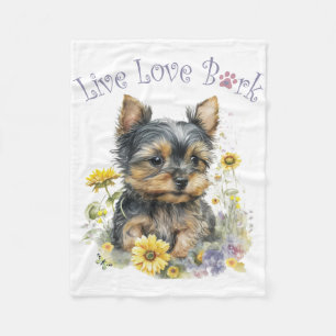 Yorkie Dog Mum Floral Fleece Blanket