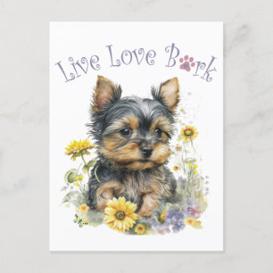 Yorkie Dog Mum Floral Postcard