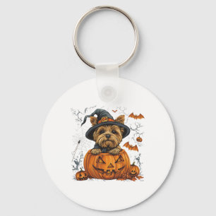 Yorkie Dog Pumpkin Halloween Thanksgiving Key Ring