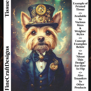 Yorkie Dog, Steampunk Suit Top Hat CZ7F Decoupage Tissue Paper