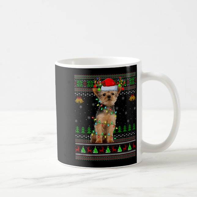 Yorkie Dog Ugly Christmas Sweaters Holiday Santa X Coffee Mug (Right)