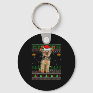 Yorkie Dog Ugly Christmas Sweaters Holiday Santa X Key Ring