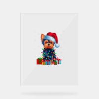 Yorkie Dog Ugly Xmas Lights Santa Hat Yorkie Dog C
