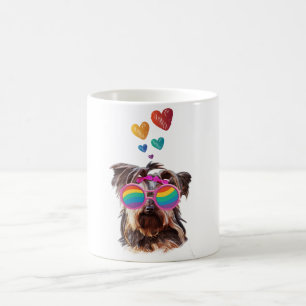 Yorkie Dog with Hearts Valentine's Day Coffee Mug