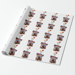 Yorkie Dog with Hearts Valentine's Day  Wrapping Paper
