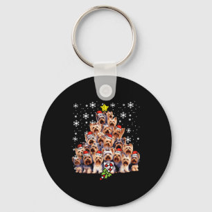 Yorkie Dogs Christmas Tree Xmas Holiday Pet Men Wo Key Ring