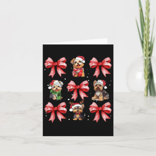 Yorkie Dogs Cute Coquette Bow Christmas Pet Animal Card