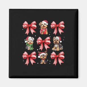 Yorkie Dogs Cute Coquette Bow Christmas Pet Animal Magnet