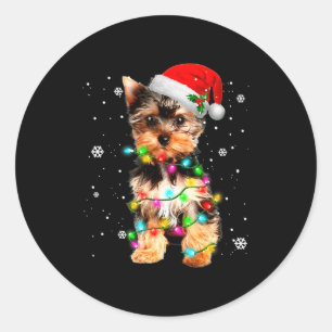 Yorkie Dogs Tree Christmas Sweater Xmas Pet Animal Classic Round Sticker