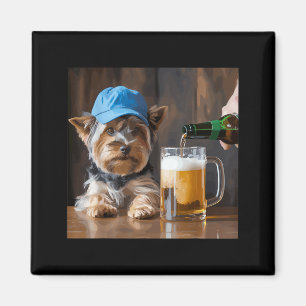 Yorkie Drinking Beer Funny Dog Meme Love Family Magnet
