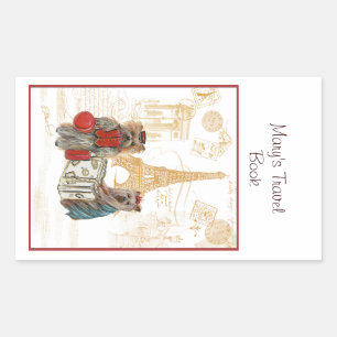 Yorkie Eiffel Tower Paris Book Plate sticker