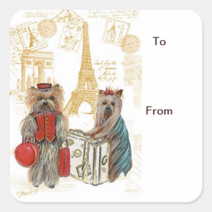 Yorkie Eiffel Tower Paris Gift Tags