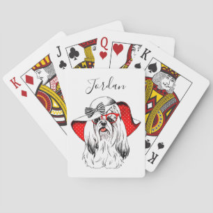Yorkie Fashion Shoot Add Your Name Playing Cards