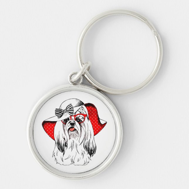 Yorkie Fashion Shoot Key Ring (Front)