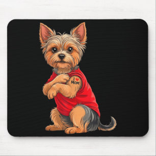 Yorkie featuring tattooed yorkshire terrier love mouse mat