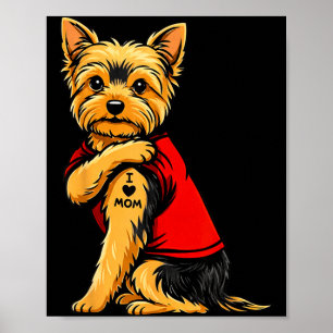 Yorkie Featuring Tattooed Yorkshire Terrier Love Poster