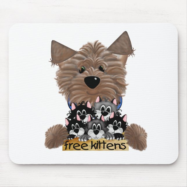Yorkie free Kittens Mouse Mat (Front)