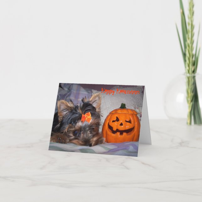 Yorkie Halloween Notecard (Front)